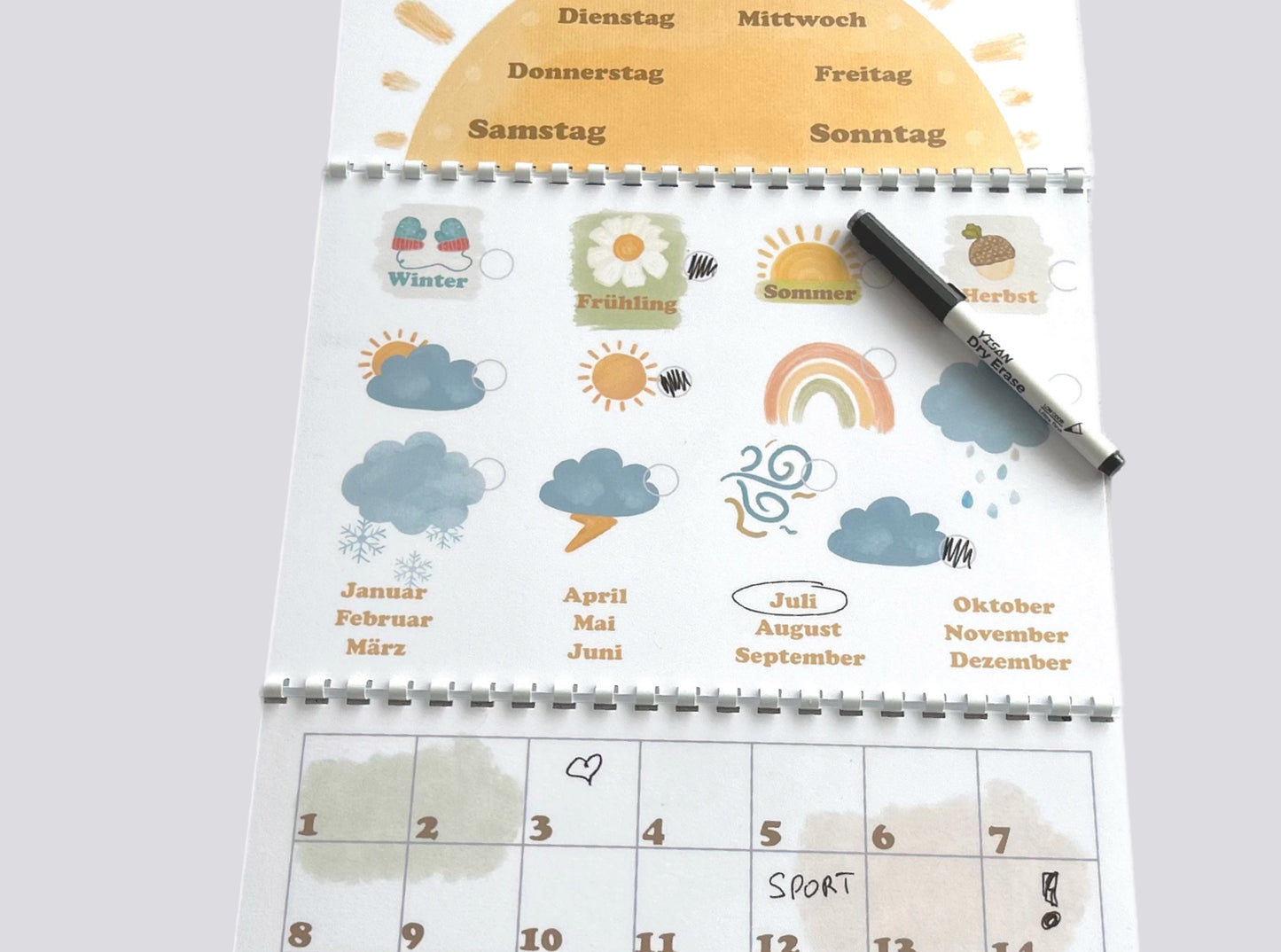 Dauerkalender Personalisierbar, Kalender für Kinder interaktiv