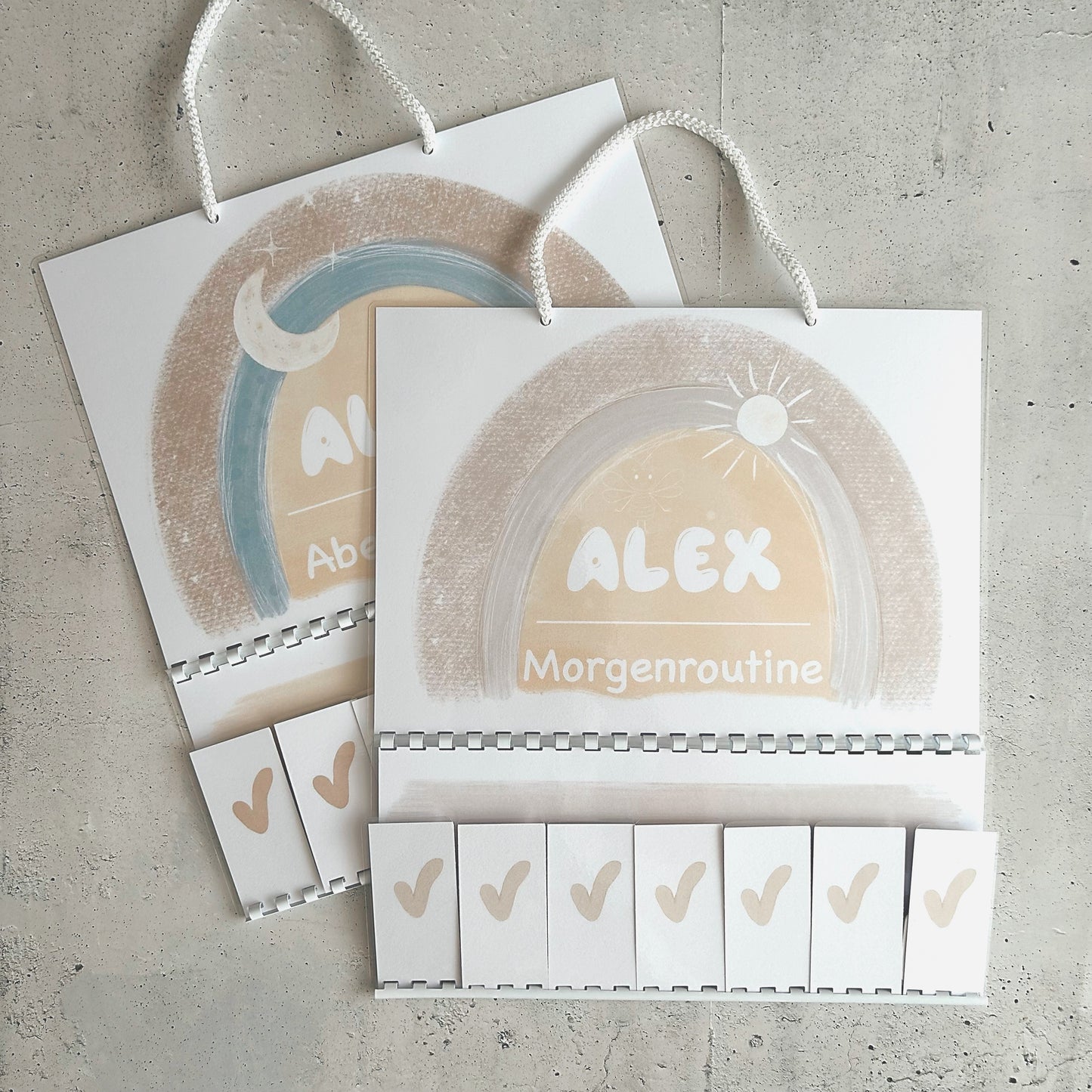 Abendroutine & Morgenroutine Planer Kinder – Tagesplaner Poster Set mit Routinekarten – Geschenk für Kinder, Design Kinderzimmer Poster