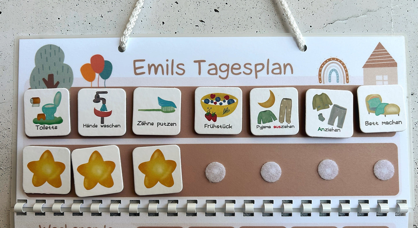 Kinder Wochenplan und Tagesplan Set | MEGA Wochenplaner mit Kärtchen & Klettpunkten