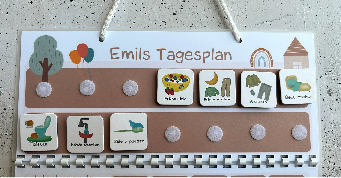 Kinder Wochenplan und Tagesplan Set | MEGA Wochenplaner mit Kärtchen & Klettpunkten