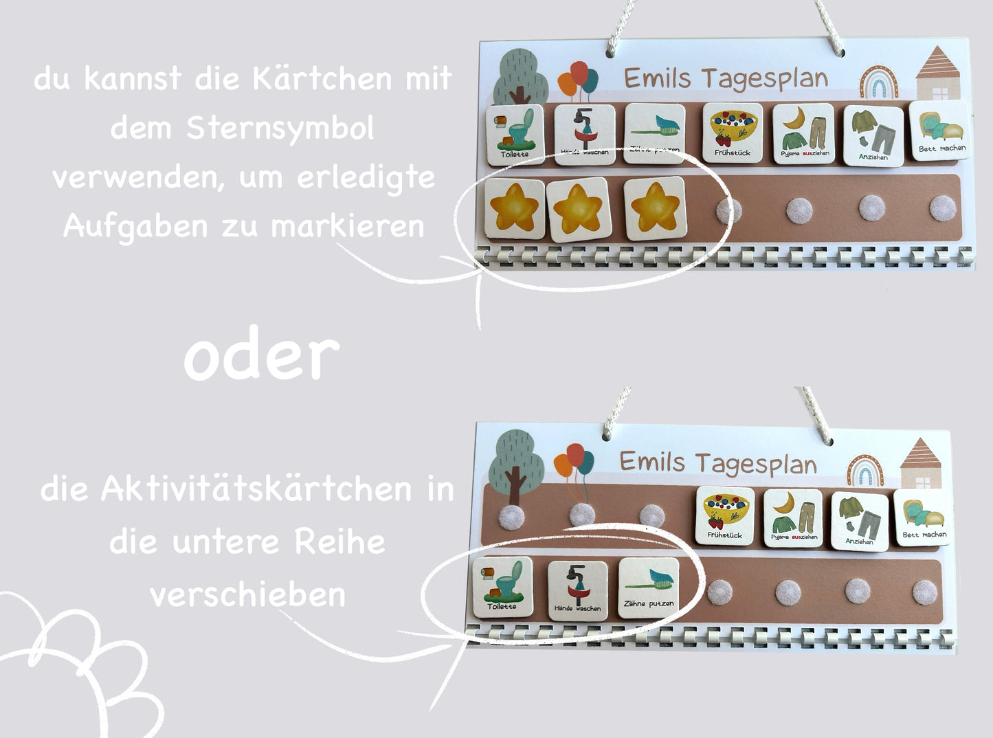 Kinder Wochenplan und Tagesplan Set | MEGA Wochenplaner mit Kärtchen & Klettpunkten