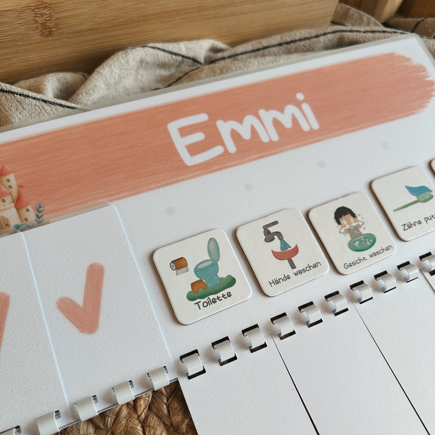 Routineplaner für Kinder, Tagesplan Kind - Rosa