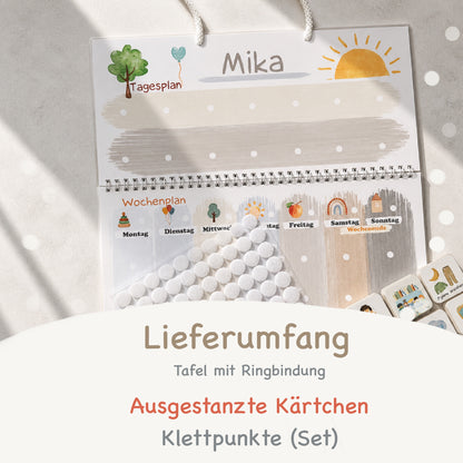 Wochenplan Kinder & Routineplaner Komplettset | Visueller Tagesplaner mit Klettpunkten | XXL Familien-Set startklar
