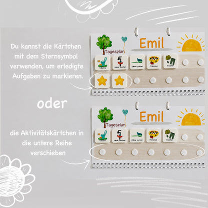 Wochenplan Kinder & Routineplaner Komplettset | Visueller Tagesplaner mit Klettpunkten | XXL Familien-Set startklar