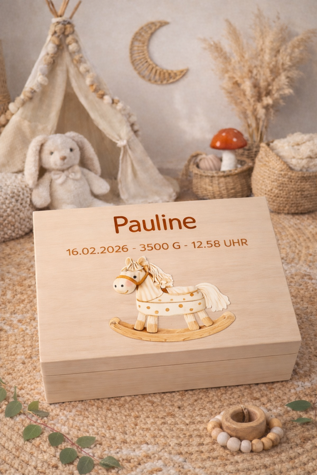 Premium Baby Erinnerungskiste aus Holz (Personalisiert)