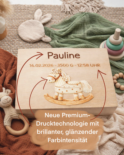 Premium Baby Erinnerungskiste aus Holz (Personalisiert)