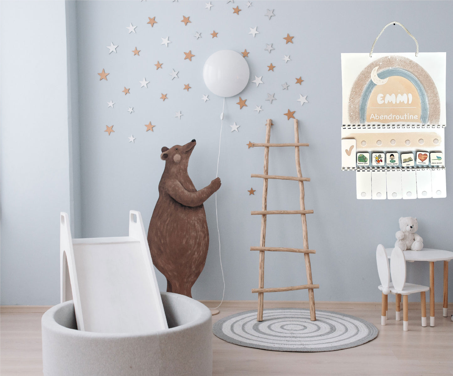 Abendroutine & Morgenroutine Planer Kinder – Tagesplaner Poster Set mit Routinekarten – Geschenk für Kinder, Design Kinderzimmer Poster