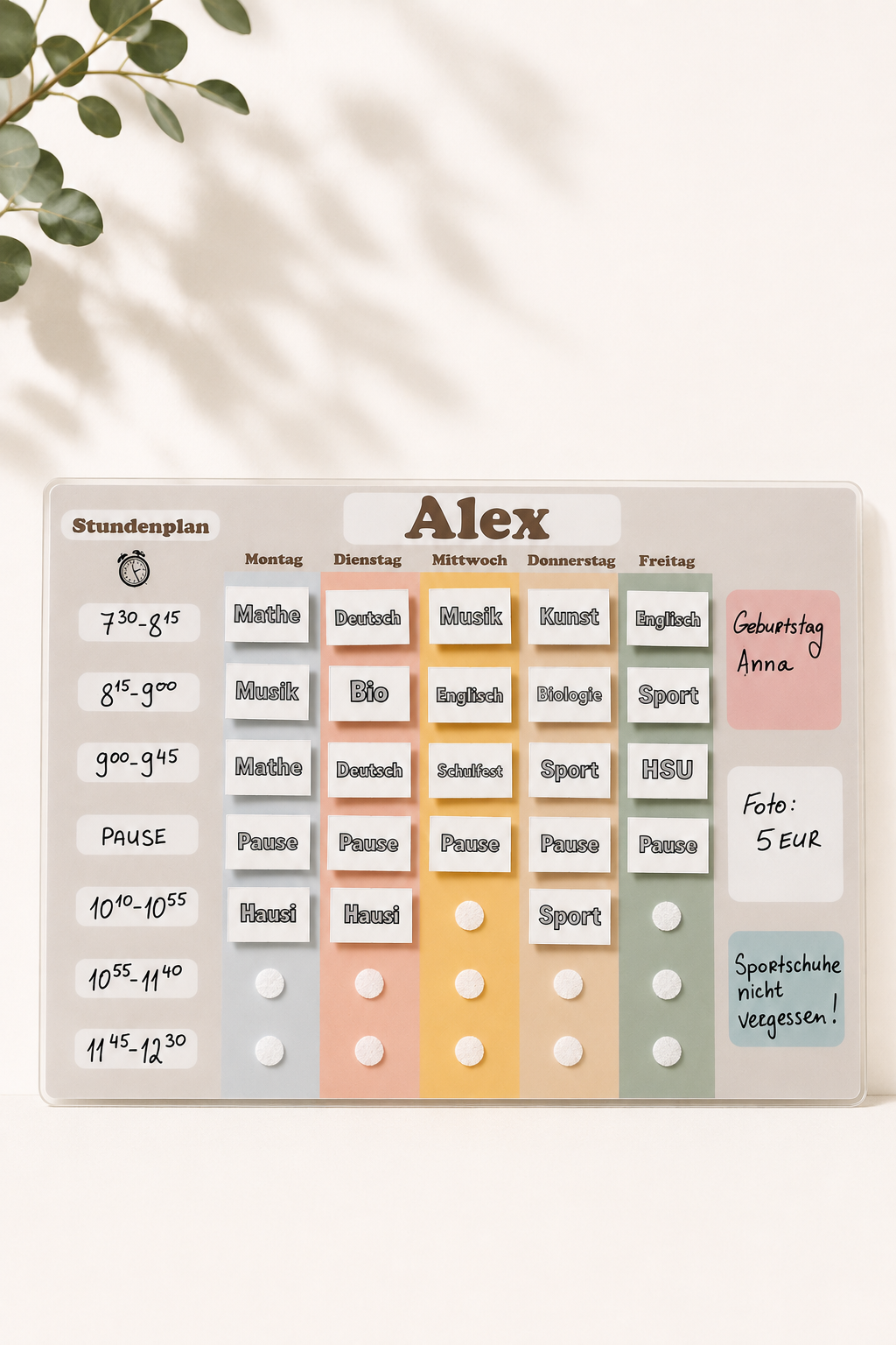 Stundenplan personalisiert neutral | Geschenk Einschulung
