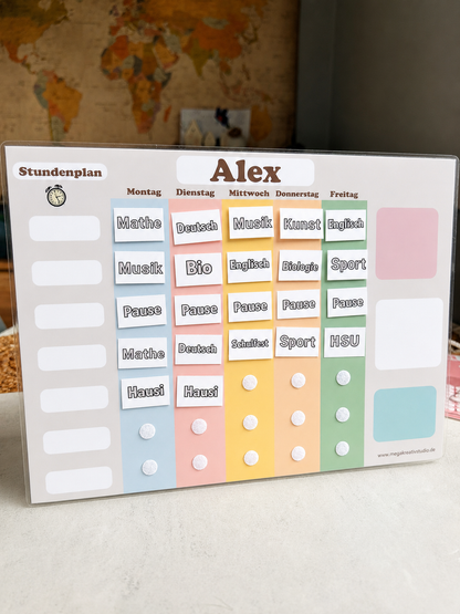 Stundenplan personalisiert neutral | Geschenk Einschulung