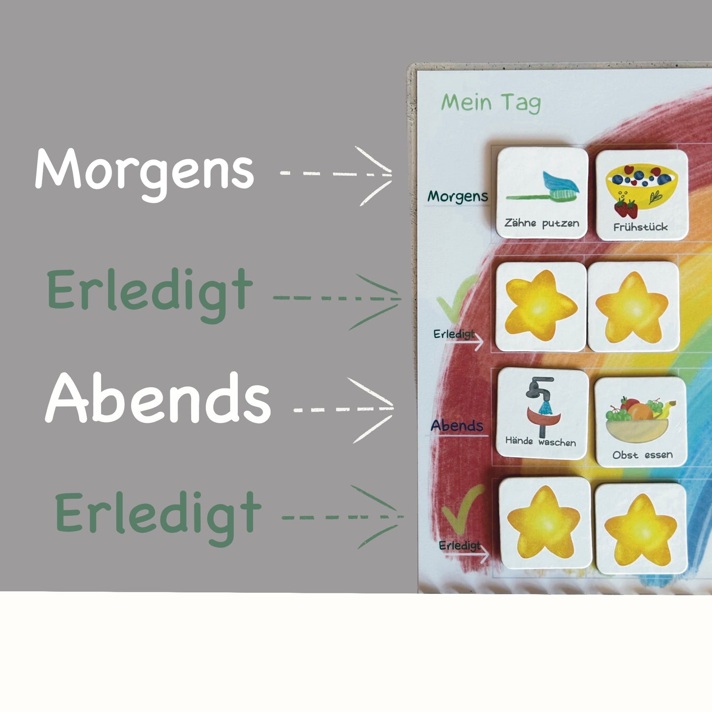 Wochenplaner und Tagesplaner Set, Regenbogen bunt
