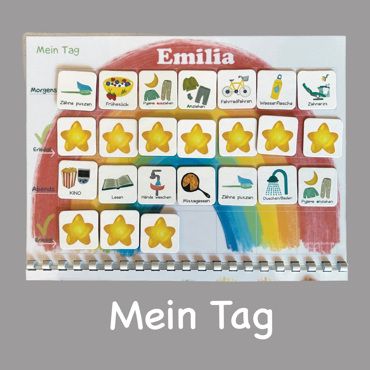 Wochenplaner und Tagesplaner Set, Regenbogen bunt