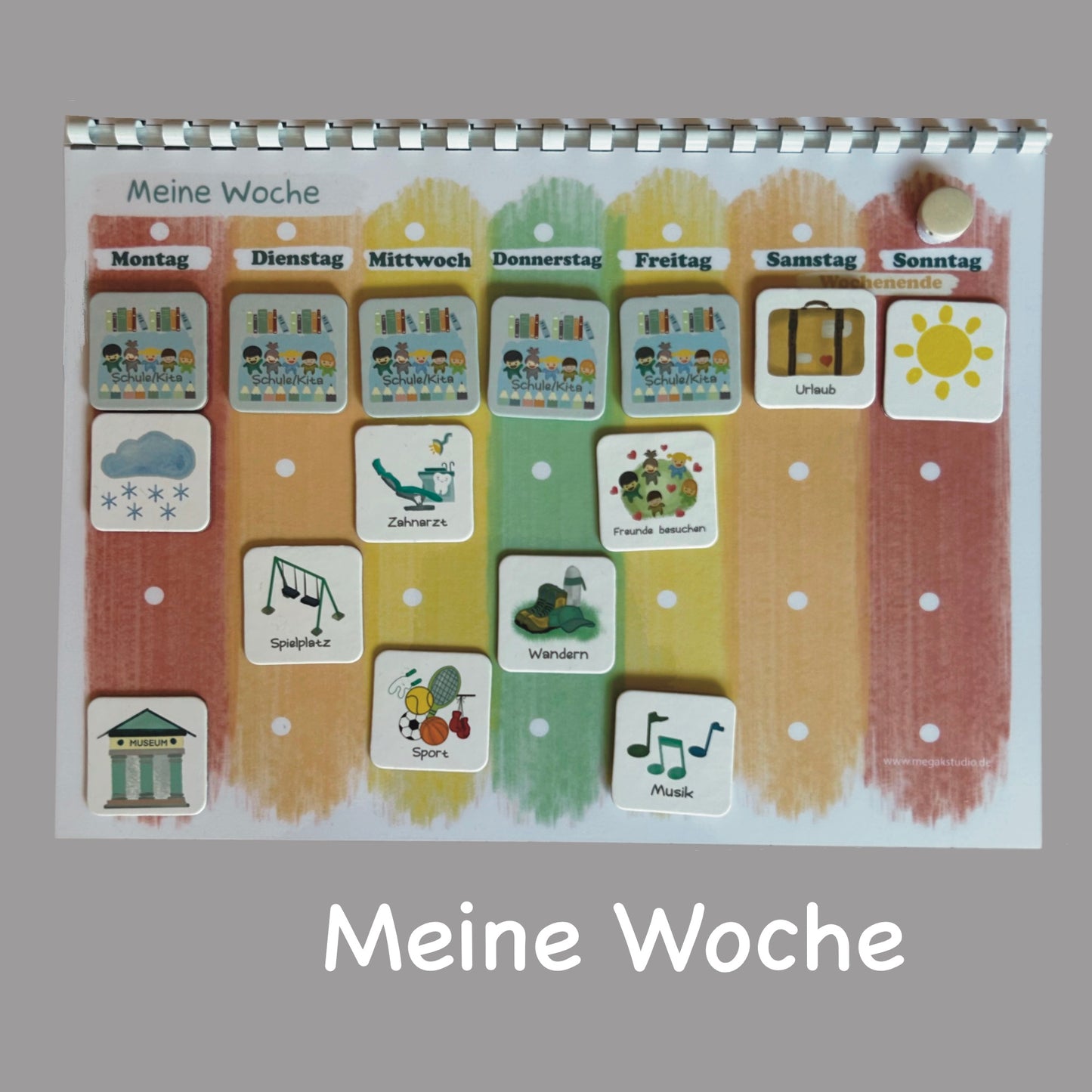 Wochenplaner und Tagesplaner Set, Regenbogen bunt