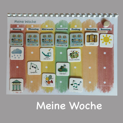 Wochenplaner und Tagesplaner Set, Regenbogen bunt