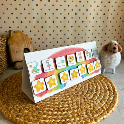 Kinder Tagesplan Routineplaner | 2in1  Morgen- & Abendroutine | Pyramide