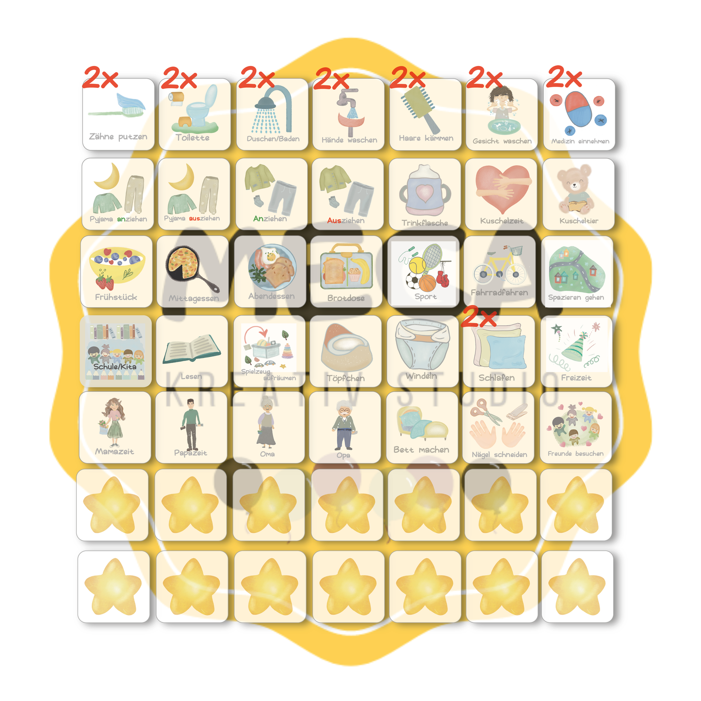 Kinder Tagesplan Routineplaner | 2in1  Morgen- & Abendroutine | Pyramide