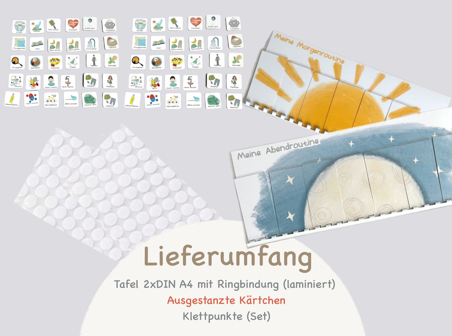 2x Routineplaner, Set, Morgenroutine, Abendroutine für Kinder