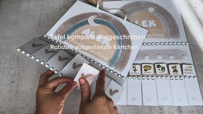 Abendroutine & Morgenroutine Planer Kinder – Tagesplaner Poster Set mit Routinekarten – Geschenk für Kinder, Design Kinderzimmer Poster