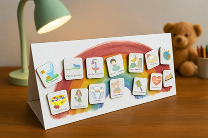 Kinder Tagesplan Routineplaner | 2in1  Morgen- & Abendroutine | Pyramide