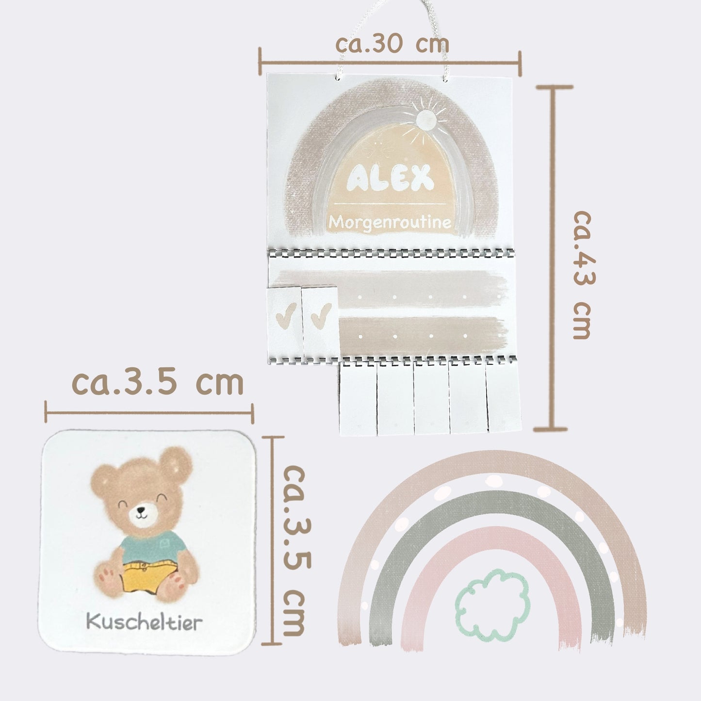 Abendroutine & Morgenroutine Planer Kinder – Tagesplaner Poster Set mit Routinekarten – Geschenk für Kinder, Design Kinderzimmer Poster