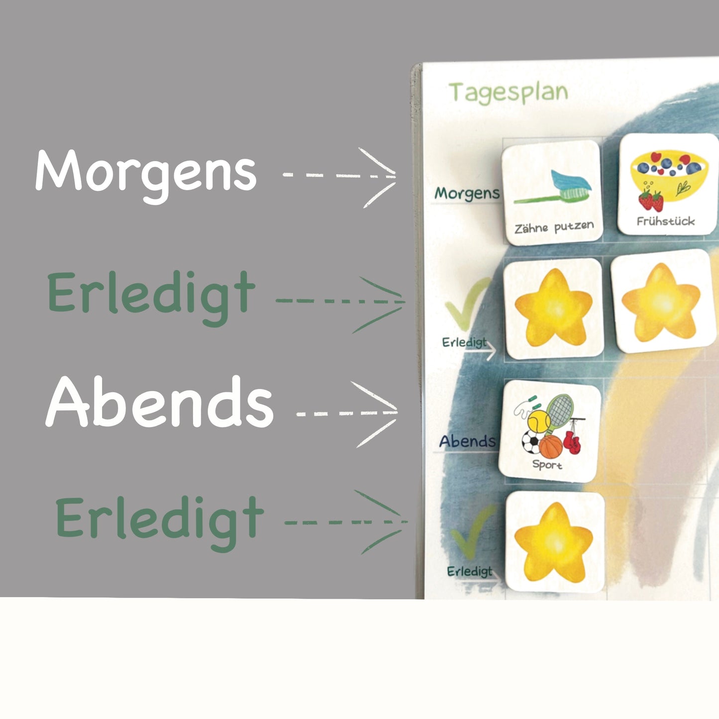 Wochenplaner und Tagesplaner Set, Regenbogen blau